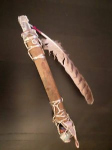Quartz and eagle owl wand